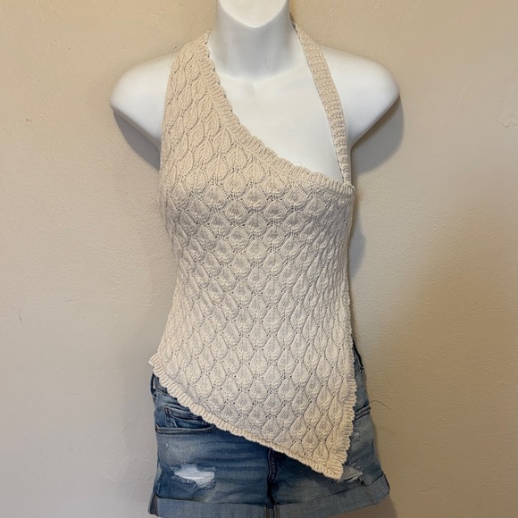 Zara Tops - Zara Asymmetrical Knit Tank Top in Cream